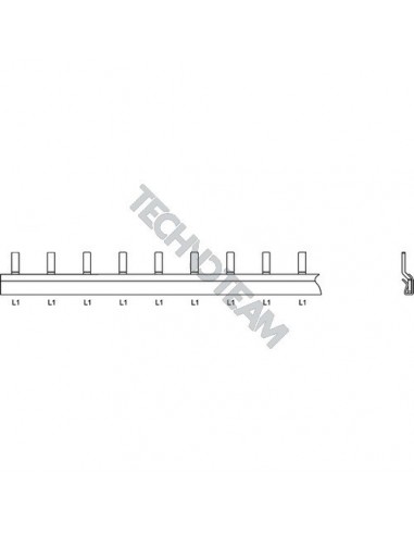 Busbar 50mm2 isolated 1P 1500VDC 12x22,5mm +end caps