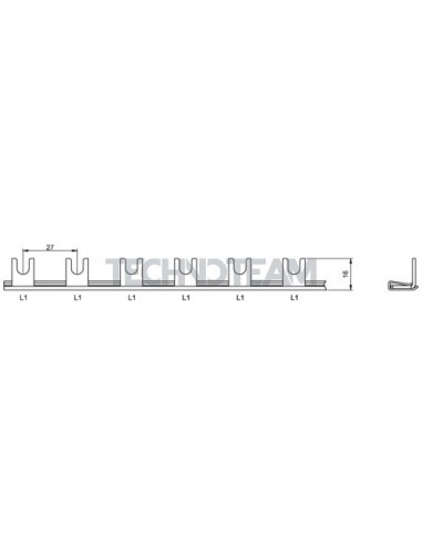 Busbar fork 1pole 90 isolated 27mm 6902