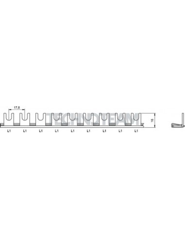 Busbar fork 90 isolated 1P 35mm2 57x17,8mm