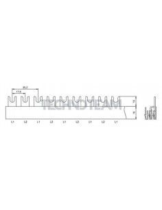 Busbar fork 2poles isolated 17,8mm/35,6mm 705