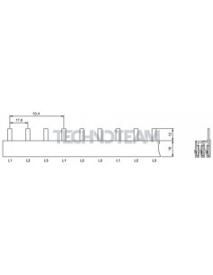 Busbar isolated pin 3P 1000VDC 16mm2 3x 19x17,8mm