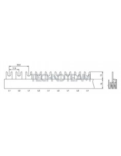 Busbar fork 2poles isolated 17,8mm/35,6mm 714