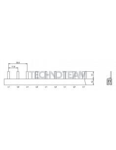 Busbar pin 2poles isolated 17,8mm/35,6mm 715S