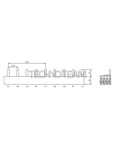 Busbar pin 4poles isolated 17,8mm/71,2mm 716S/16