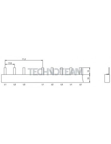 Busbar pin 3poles isolated 17,8mm/71,2mm ES SFI5L