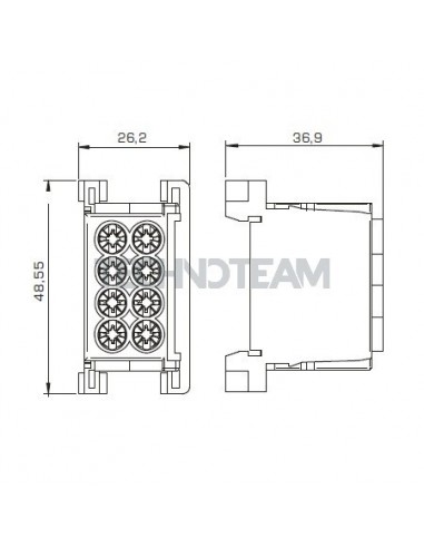 Distrub.block 2poles IN: 2x(16mm2) OUT: 2x(25mm2)blu/green