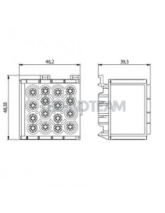 Distribution block 1pole IN: 4x(25mm2) OUT: 4x(35mm2)grey