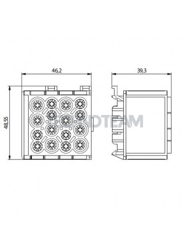 Distribution block 1pole IN: 4x(25mm2) OUT: 4x(35mm2) black