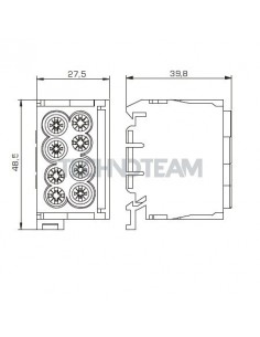 Distrub.block 2poles IN: 2x(25mm2) OUT: 2x(35mm2)blu/green