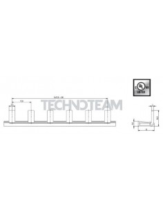 Busbar insolated pin 1pole 1000VDC 18mm2 12x17,8mm 90 UL