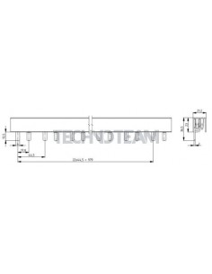 Busbar isolated pin 2poles 1000VDC 18mm2 46x17,8mm 90 UL