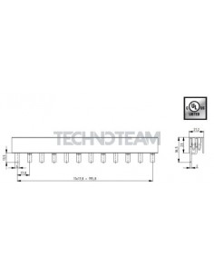 Busbar isolated pin 2poles 1000VDC 18mm2 56x17,8mm 90 UL