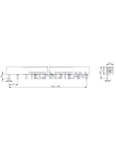 Busbar isolated pin 2poles 1000VDC 25mm2 38x17,8mm 90 UL