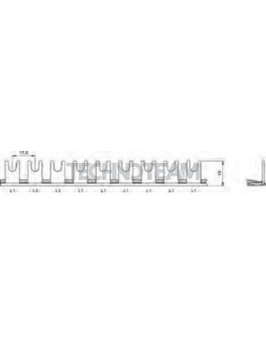 Busbar fork 1pole 90 isolated 17,6mm 3052