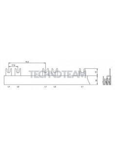 Busbar fork 2poles isolated 17,6mm/70,4mm 340