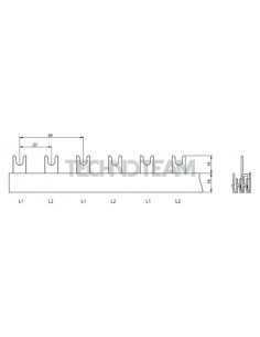Busbar fork 2poles isolated 27mm/54mm 3418