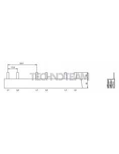 Busbar pin 2poles isolated 17,8mm/53,4mm 3430
