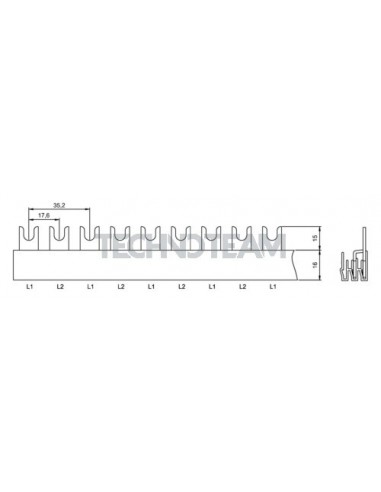 Busbar fork 2poles isolated 17,6mm/35,2mm 362