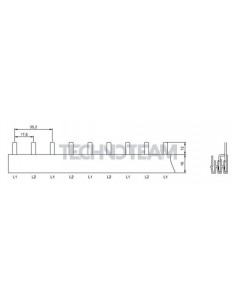 Busbar pin 2poles isolated 17,6mm/35,5mm 10mm2 12
