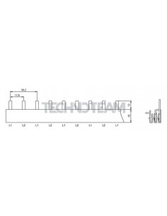 Busbar isolated pin 2P 10mm2 56x17,6mm