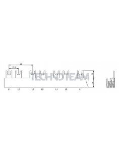 Busbar fork 2poles isolated 17,6mm/44mm 3646