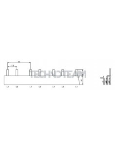 Busbar pin 2poles isolated 17,6mm/44mm 3665SPM
