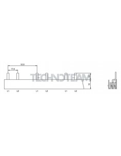 Busbar pin 2poles isolated 17,6mm/52,8mm 3667