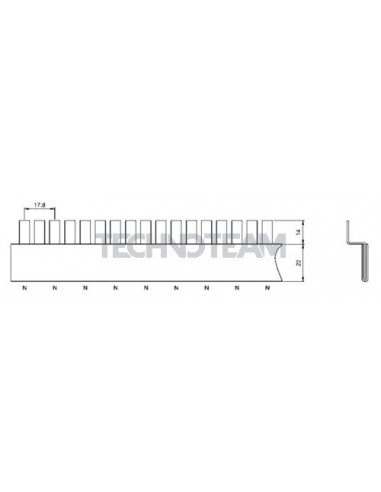 Busbar pin 1pole isolated distance 17,8mm