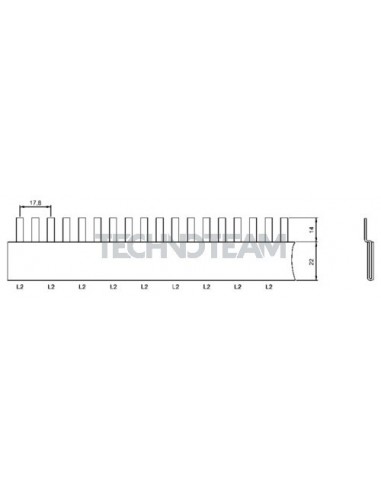 Busbar pin 1pole isolated distance 17,8mm L2