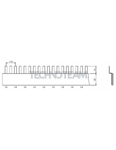 Busbar pin 1pole isolated distance 17,8mm L3