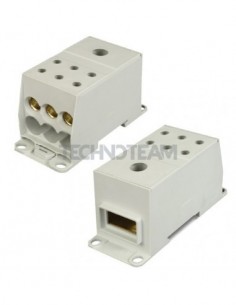 Distribution block 1pole IN:1x(25x10mm) OUT:6x(50mm2) Al