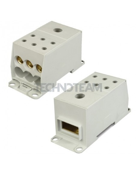 Distribution block 1pole IN:1x(25x10mm) OUT:6x(50mm2) Al