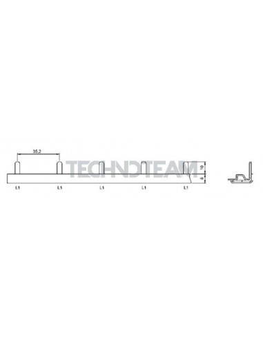 Busbar pin 1pole 90 isolated distance 35,2mm