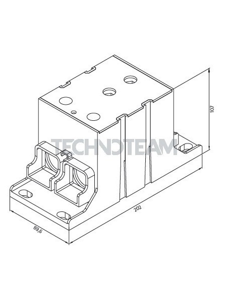 Distribution block 1pole IN:1x(500mm2) OUT:2x(300mm2) blu