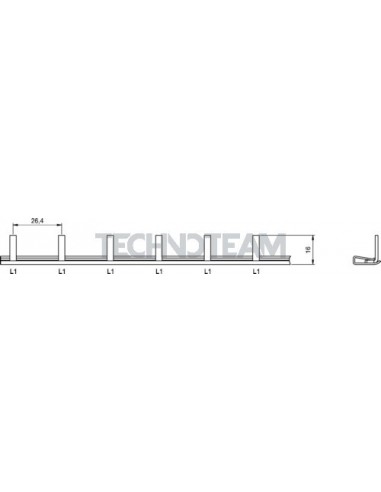 Busbar pin 1pole 90 isolated distance 19,5mm