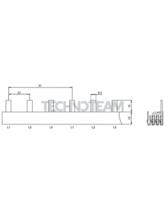 Busbar fork 3poles isolated 19,5mm/58,5mm 3928